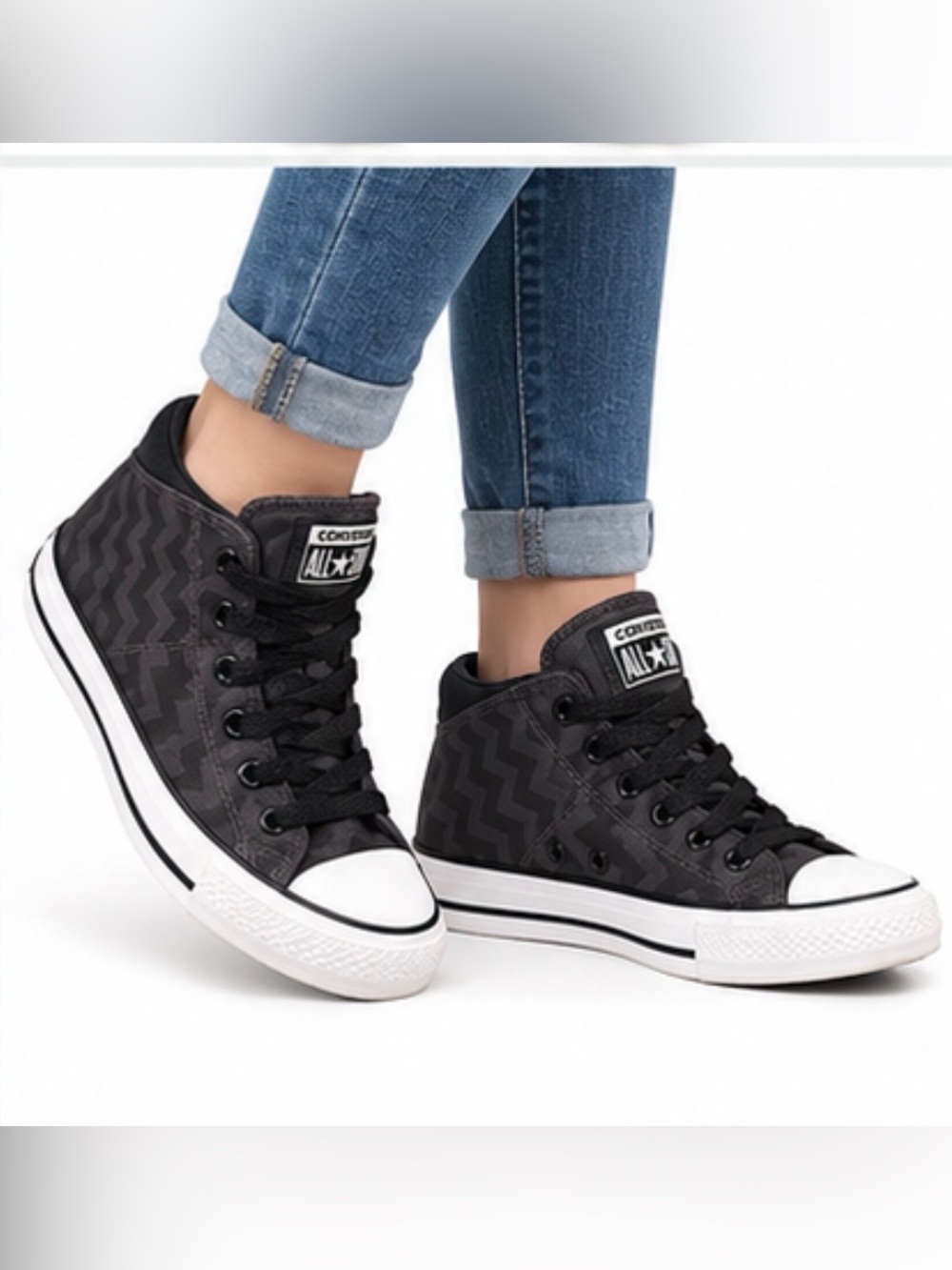 Converse Chuck Taylor All Star Madison Mid Women’s 9 Black Geometric 565387F